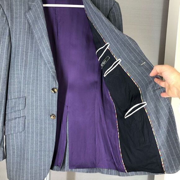 Vtg PAUL SMITH The Byard Wool Grey Pinstripe Blazer Suit Sz S - Picture 5 of 9